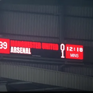 The scoreboard at Old Trafford shows the final score