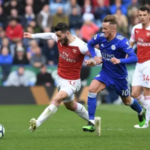 Sead Kolasinac Breaks Past James Maddison: Leicester City vs. Arsenal FC, Premier League 2018-19 Sead Kolasinac Breaks Past James Maddison: Leicester City vs. Arsenal FC, Premier League 2018-19