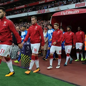 Sead Kolasinac, Rob Holding and Nacho Monreal (Arsenal) before the match. Arsenal 4
