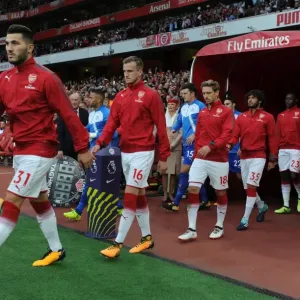 Sead Kolasinac, Rob Holding and Nacho Monreal (Arsenal) before the match. Arsenal 4 Sead Kolasinac, Rob Holding and Nacho Monreal (Arsenal) before the match. Arsenal 4