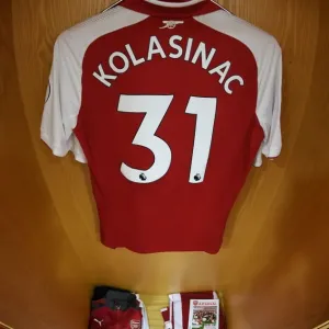 Sead Kolasinac's Hanging Shirt: Arsenal vs Leicester City, Premier League 2017-18 Sead Kolasinac's Hanging Shirt: Arsenal vs Leicester City, Premier League 2017-18