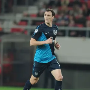 Sebastien Squillaci in Action: Olympiacos vs. Arsenal, UEFA Champions League 2011-12
