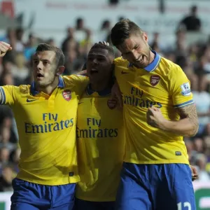 Serge Gnabry, Jack Wilshere, and Olivier Giroud Celebrate Arsenal's First Goal vs Swansea City (2013-14) Serge Gnabry, Jack Wilshere, and Olivier Giroud Celebrate Arsenal's First Goal vs Swansea City (2013-14)