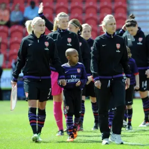 Shelley Kerr the Manager and Steph Houghton (Arsenal) lead the team out. Arsenal Ladies 3 Shelley Kerr the Manager and Steph Houghton (Arsenal) lead the team out. Arsenal Ladies 3