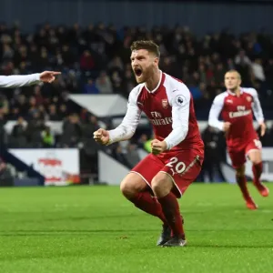 Shkodran Mustafi's Euphoric Goal Celebration: Arsenal's Victory over West Bromwich Albion (2017-18)