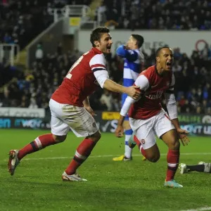 Six-Goal Surge: Walcott and Giroud's Jubilant Reaction (Reading vs. Arsenal, Capital One Cup 2012-13)