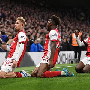 Smith Rowe, Tavares, and Nketiah: Arsenal's Dynamic Duo Celebrate Goals Against Chelsea (April 2022)