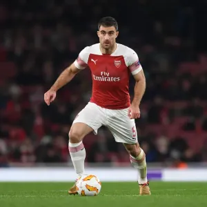 Sokratis of Arsenal in Action against Qarabag FK, UEFA Europa League 2018-19