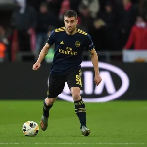 Sokratis of Arsenal in Action against Standard Liege in UEFA Europa League Group Stage, Liege, Belgium (December 2019) Sokratis of Arsenal in Action against Standard Liege in UEFA Europa League Group Stage, Liege, Belgium (December 2019)