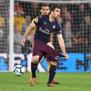 Sokratis of Arsenal in Action against Wolverhampton Wanderers, Premier League 2018-19 Sokratis of Arsenal in Action against Wolverhampton Wanderers, Premier League 2018-19