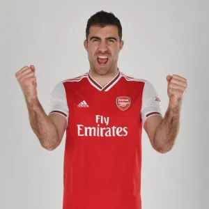 Sokratis of Arsenal. Arsenal Training Ground