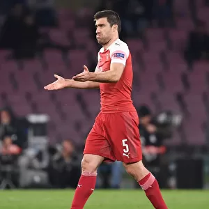 Sokratis of Arsenal in Napoli Showdown: Europa League Quarterfinals, 2019