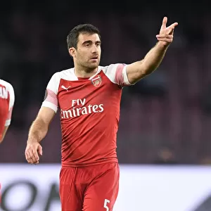 Sokratis of Arsenal in Napoli Showdown - UEFA Europa League Quarterfinals 2019