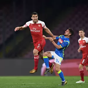 Sokratis vs. Dries Mertens: Heading Battle in Arsenal's Europa League Clash with Napoli