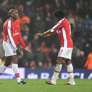 Sol Campbell and Alex Song (Arsenal). Arsenal 2: 0 West Ham United, Barclays Premeir League