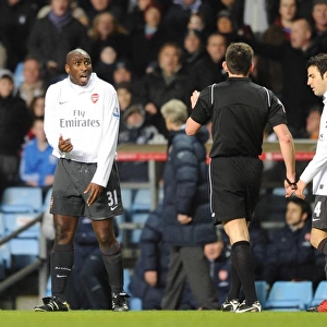 Sol Campbell (Arsenal) talks to the referee. Aston Villa 0: 0 Arsenal. Barclays Premier League