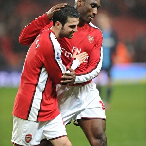 Sol Campbell and Cesc Fabregas (Arsenal). Arsenal 2: 0 West Ham United, Barclays Premeir League