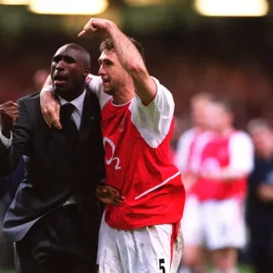 Sol Campbell and Martin Keown celebrate after the match Sol Campbell and Martin Keown celebrate after the match