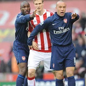 Sol Campbell and Mikael Silvestre (Arsenal) Robert Huth (Stoke). Stoke City 3: 1 Arsenal