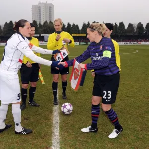 Sportsmanship at its Finest: Kelly Smith and Elisabetta Tona's Pre-Match Handshake, Arsenal Ladies vs. ASD Torres CF, UEFA Women's Champions League Quarterfinal Sportsmanship at its Finest: Kelly Smith and Elisabetta Tona's Pre-Match Handshake, Arsenal Ladies vs. ASD Torres CF, UEFA Women's Champions League Quarterfinal