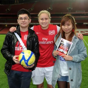 Steph Houghton (Arsenal Ladies) with Comp Winners. Arsenal Ladies 3: 1 Chelsea Ladies