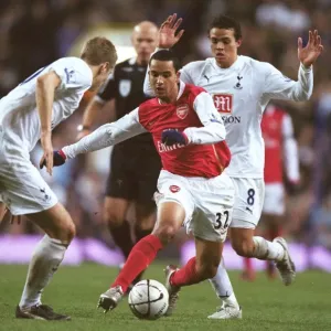Theo Walcott (Arsenal) Michael Dawson and Jermaine Jenas (Spurs) Theo Walcott (Arsenal) Michael Dawson and Jermaine Jenas (Spurs)