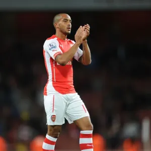 Theo Walcott Celebrates with Arsenal Fans after Arsenal v Burnley Match, 2014/15 Theo Walcott Celebrates with Arsenal Fans after Arsenal v Burnley Match, 2014/15