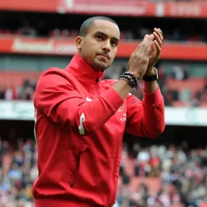 Theo Walcott Celebrates with Arsenal Fans: Arsenal vs Norwich City, Premier League 2011-12