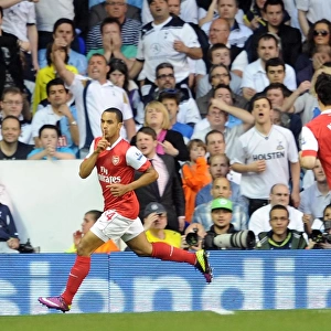 Theo Walcott celebrates scoring Arsenals 1st goal. Tottenham Hotspur 3: 3 Arsenal