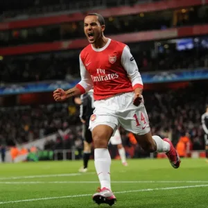 Theo Walcott celebrates scoring Arsenals 2nd goal. Arsenal 3: 1 Partizan Belgrade Theo Walcott celebrates scoring Arsenals 2nd goal. Arsenal 3: 1 Partizan Belgrade