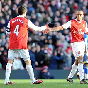 Theo Walcott and Cesc Fabregas (Arsenal). Arsenal 1: 1 Leeds United, FA Cup 3rd Round