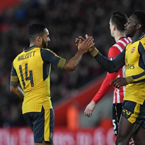 Theo Walcott and Danny Welbeck Celebrate Goals: Southampton vs. Arsenal, FA Cup 2016-17