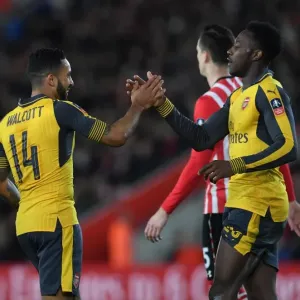 Theo Walcott and Danny Welbeck Celebrate Goals: Southampton vs. Arsenal, FA Cup 2016-17 Theo Walcott and Danny Welbeck Celebrate Goals: Southampton vs. Arsenal, FA Cup 2016-17