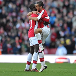 Theo Walcott and Emmanuel Eboue: Celebrating Arsenal's 3-1 Victory Over Burnley