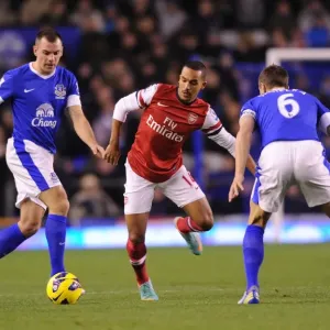 Theo Walcott Faces Off Against Darren Gibson and Phil Jagielka in Everton vs Arsenal Premier League Clash