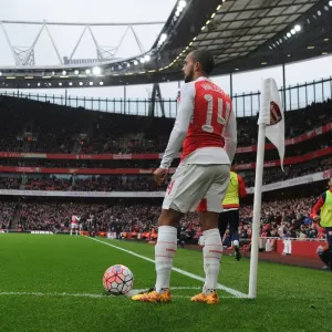 Theo Walcott Gears Up for FA Cup Corner Kick at Arsenal's Emirates Stadium Theo Walcott Gears Up for FA Cup Corner Kick at Arsenal's Emirates Stadium