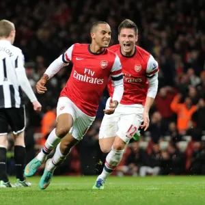 Theo Walcott and Olivier Giroud Celebrate Goals: Arsenal vs Newcastle United, Premier League 2012-13