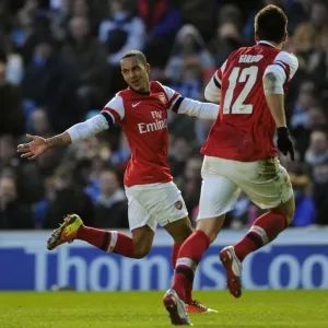 Theo Walcott and Olivier Giroud Celebrate Goals: Brighton & Hove Albion vs. Arsenal, FA Cup 2012-13