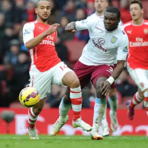 Theo Walcott Outmaneuvers Jores Okore: Arsenal vs Aston Villa, Premier League 2014-15