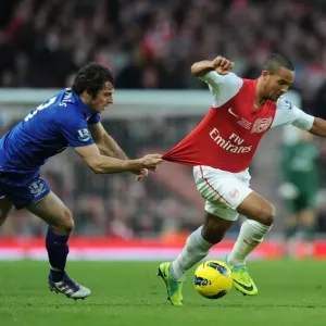Theo Walcott Outmaneuvers Leighton Baines: Arsenal vs. Everton, Premier League, 2011-12
