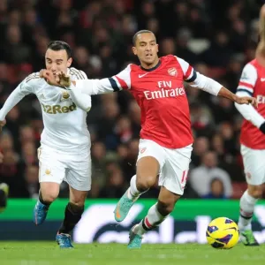 Theo Walcott Outmaneuvers Leon Britton: Arsenal vs Swansea City, Premier League 2012-13 Theo Walcott Outmaneuvers Leon Britton: Arsenal vs Swansea City, Premier League 2012-13