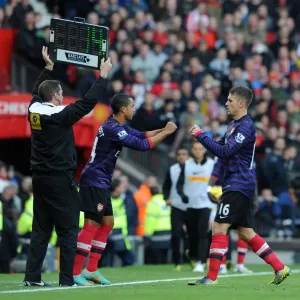 Theo Walcott Replaces Aaron Ramsey: Manchester United vs. Arsenal, Premier League 2012-13 Theo Walcott Replaces Aaron Ramsey: Manchester United vs. Arsenal, Premier League 2012-13