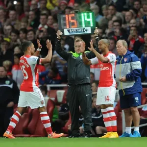 Theo Walcott Replaces Alex Oxlade-Chamberlain: Arsenal vs Burnley, Premier League 2014/15 Theo Walcott Replaces Alex Oxlade-Chamberlain: Arsenal vs Burnley, Premier League 2014/15