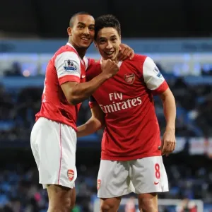 Theo Walcott and Samir Nasri celebrate the 3rd Arsenal goal, scored by Nicklas Bendtner Theo Walcott and Samir Nasri celebrate the 3rd Arsenal goal, scored by Nicklas Bendtner