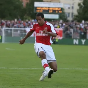 Theo Walcott shoots past Daniel Rozsa to score the Arsenal goal Theo Walcott shoots past Daniel Rozsa to score the Arsenal goal