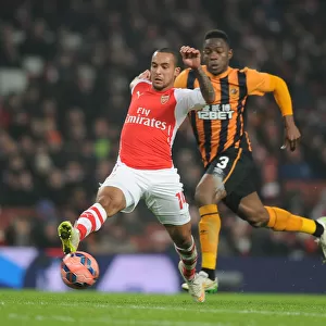 Theo Walcott Surges Past Hull's Maynor Figeroa in FA Cup Third Round Clash at Arsenal's Emirates Stadium