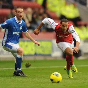 Theo Walcott Surges Past Wigan's David Jones in Premier League Clash (Wigan Athletic vs Arsenal, 2011-12)