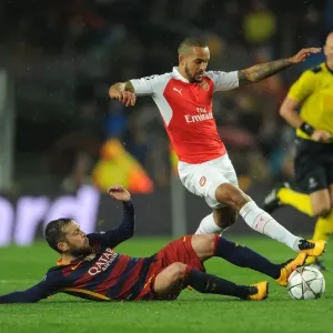 Theo Walcott vs Jordi Alba: A Football Showdown at Camp Nou - Arsenal vs Barcelona, UEFA Champions League 2015-16