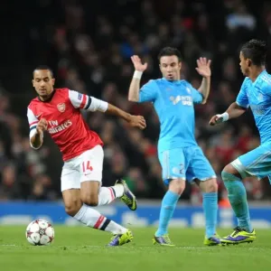 Theo Walcott vs. Mathieu Valbuena and Mario Lemina: Arsenal vs. Marseille, UEFA Champions League, 2013 Theo Walcott vs. Mathieu Valbuena and Mario Lemina: Arsenal vs. Marseille, UEFA Champions League, 2013