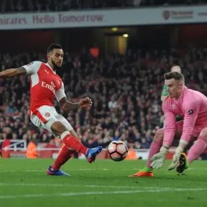 Theo Walcott vs. Paul Farman Print - Emirates FA Cup Quarter-Finals Photo